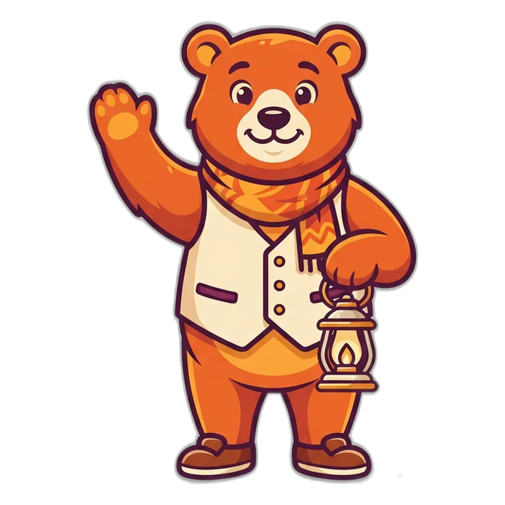 Bear guide waving for the About 9K Club page