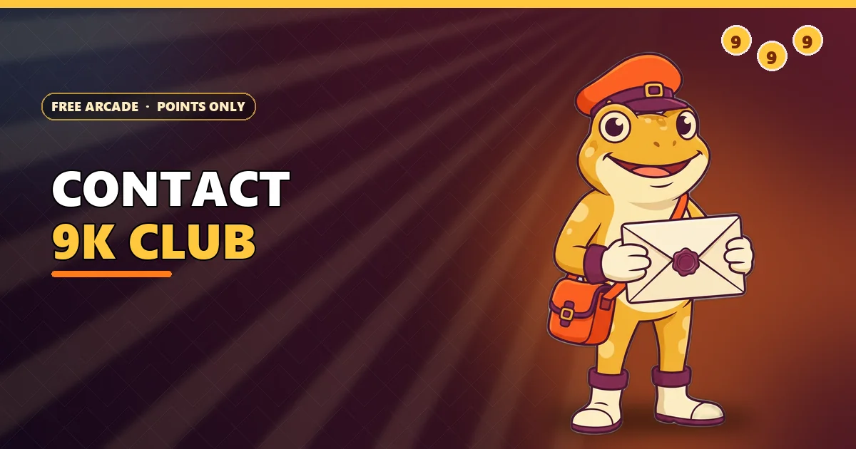 Frog postman carrying an envelope for the Contact 9K Club page